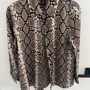 Rachel Zoe Black and Tan Snake Print Top